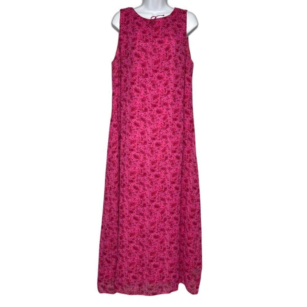 Talbots Pink Paisley Western Coastal Cowgirlβ Sleeveless Maxi Dress Sz 16